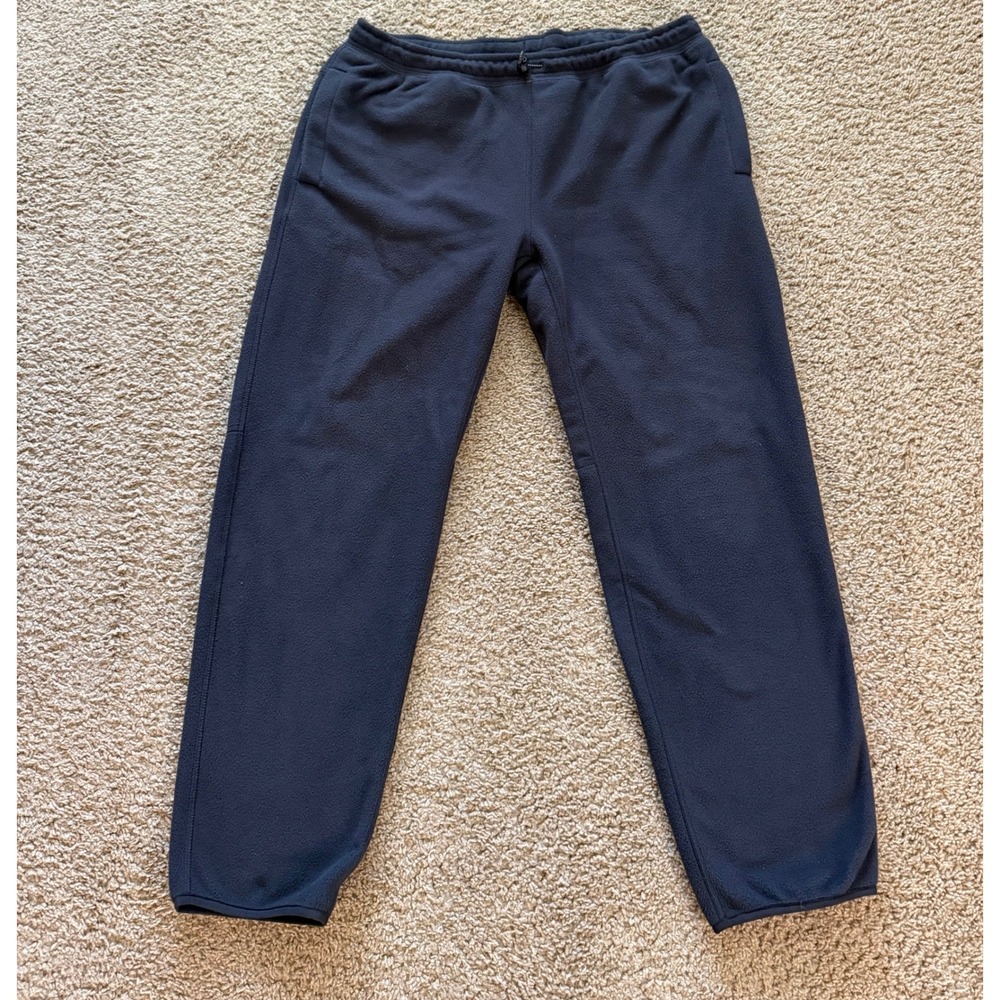 REI Co-op Mens Black Fleece Pants Large Short Bungee Waist Hiking Outdoor 216853